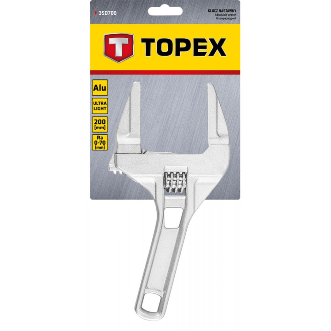Aluminium adjustable wrench 200 mm, range 0-70 mm 1