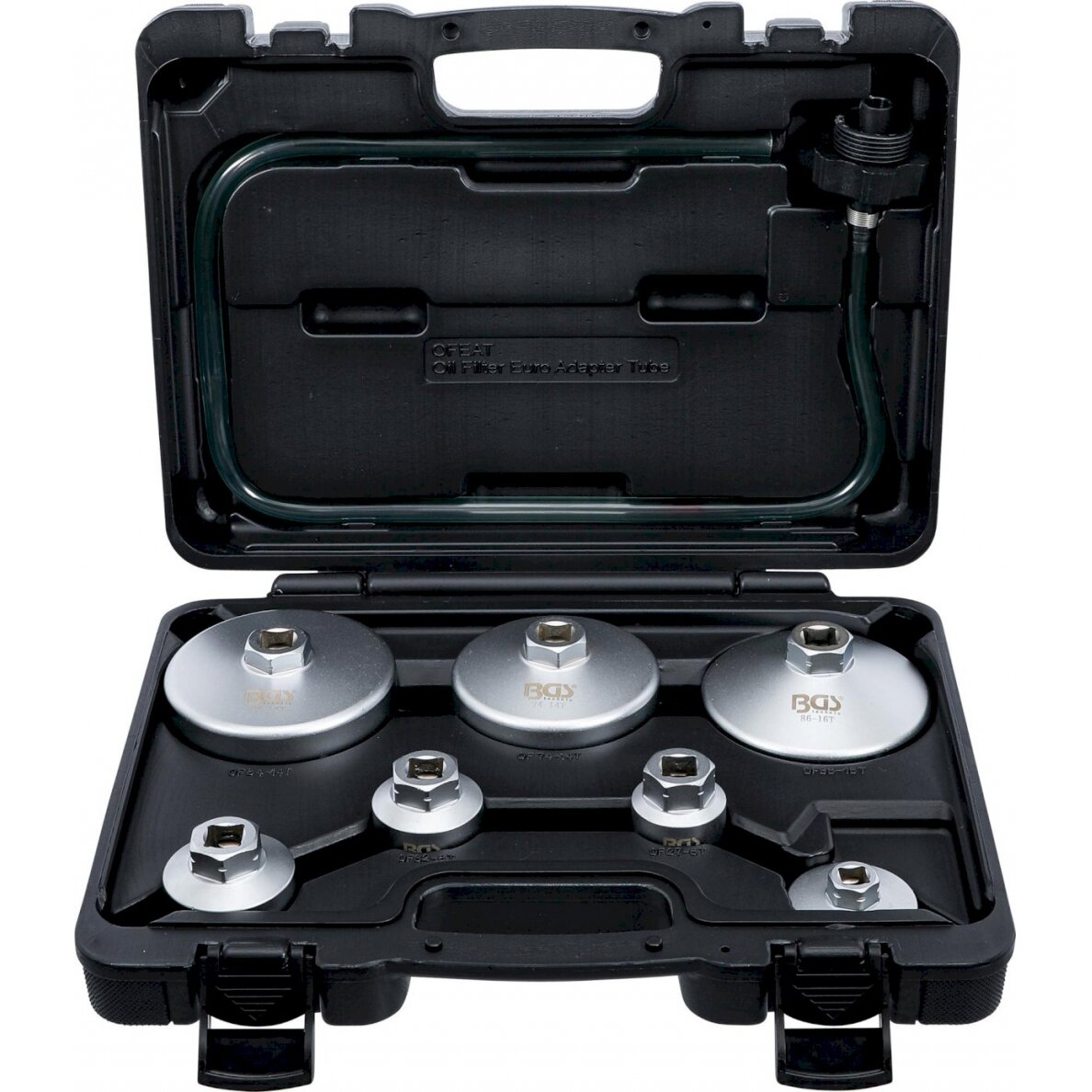 Alyvos filtro veržliarakčių rinkinys | su alyvos filtro išleidimo žarna | VAG, BMW, Citroën, Peugeot, Ford, Mercedes-Benz, Opel, Volvo | 8 vnt. (72054)