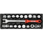 Alyvos išleidimo antgalių komplektas su raktu | 3/8" | 20 vnt (YT-05992)