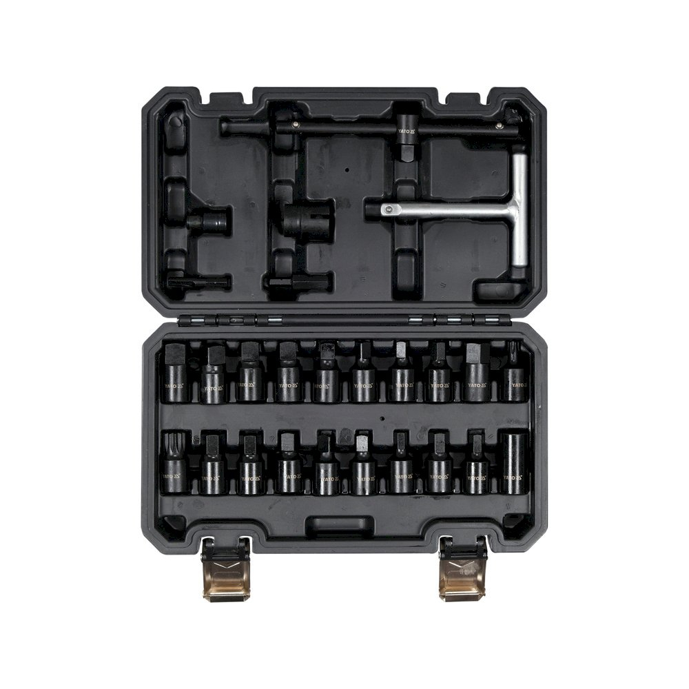 Antgaliai atsukti alyvos išleidimo varžtams | 10 mm (3/8") | 26 vnt. (YT-05998) Antgaliai atsukti alyvos išleidimo varžtams | 10 mm (3/8") | 26 vnt. (YT-05998)
