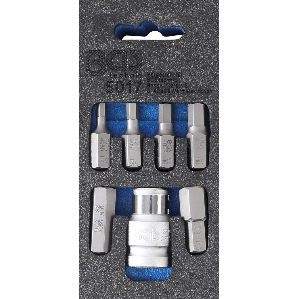 Antgalių komplektas | 10 mm (3/8") storio | hex šešiakampis | 7 vnt. (5017) Antgalių komplektas | 10 mm (3/8") storio | hex šešiakampis | 7 vnt. (5017)