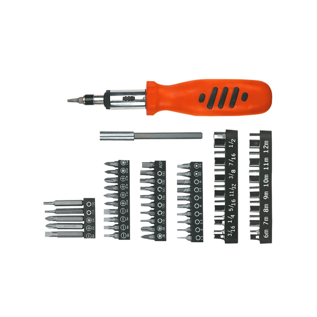 Antgalių ir galvučių rinkinys su rankena, 52 vnt