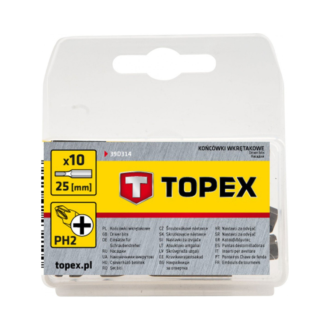 Antgalių rinkinys Phillips PH2x25mm, 10 vienetų 1 Antgalių rinkinys Phillips PH2x25mm, 10 vienetų 1