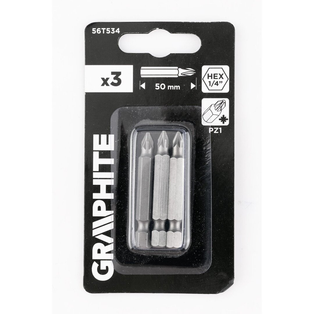 Antgaliukai - bitai PZ1 x 50 mm, 3 vnt 1 Antgaliukai - bitai PZ1 x 50 mm, 3 vnt 1