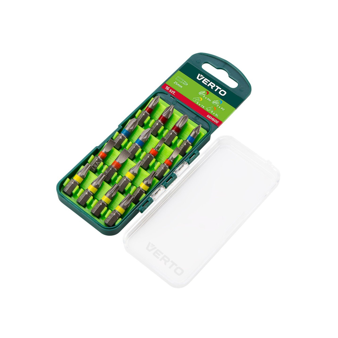 Antgaliukų rinkinys 16 vnt.125 mm -  3 x PH, 3 x PZ, 4 x SL, 6 x TX Antgaliukų rinkinys 16 vnt.125 mm -  3 x PH, 3 x PZ, 4 x SL, 6 x TX