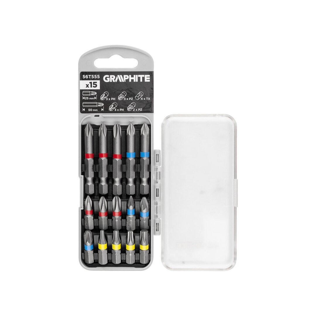 Antgaliukų rinkinys PH2X2, PH3, PZ2X2 x 50 mm, Ph1/2/3, PZ1/2/3, TX10/20/20/30 x 25 mm, 15 PCS. Antgaliukų rinkinys PH2X2, PH3, PZ2X2 x 50 mm, Ph1/2/3, PZ1/2/3, TX10/20/20/30 x 25 mm, 15 PCS.