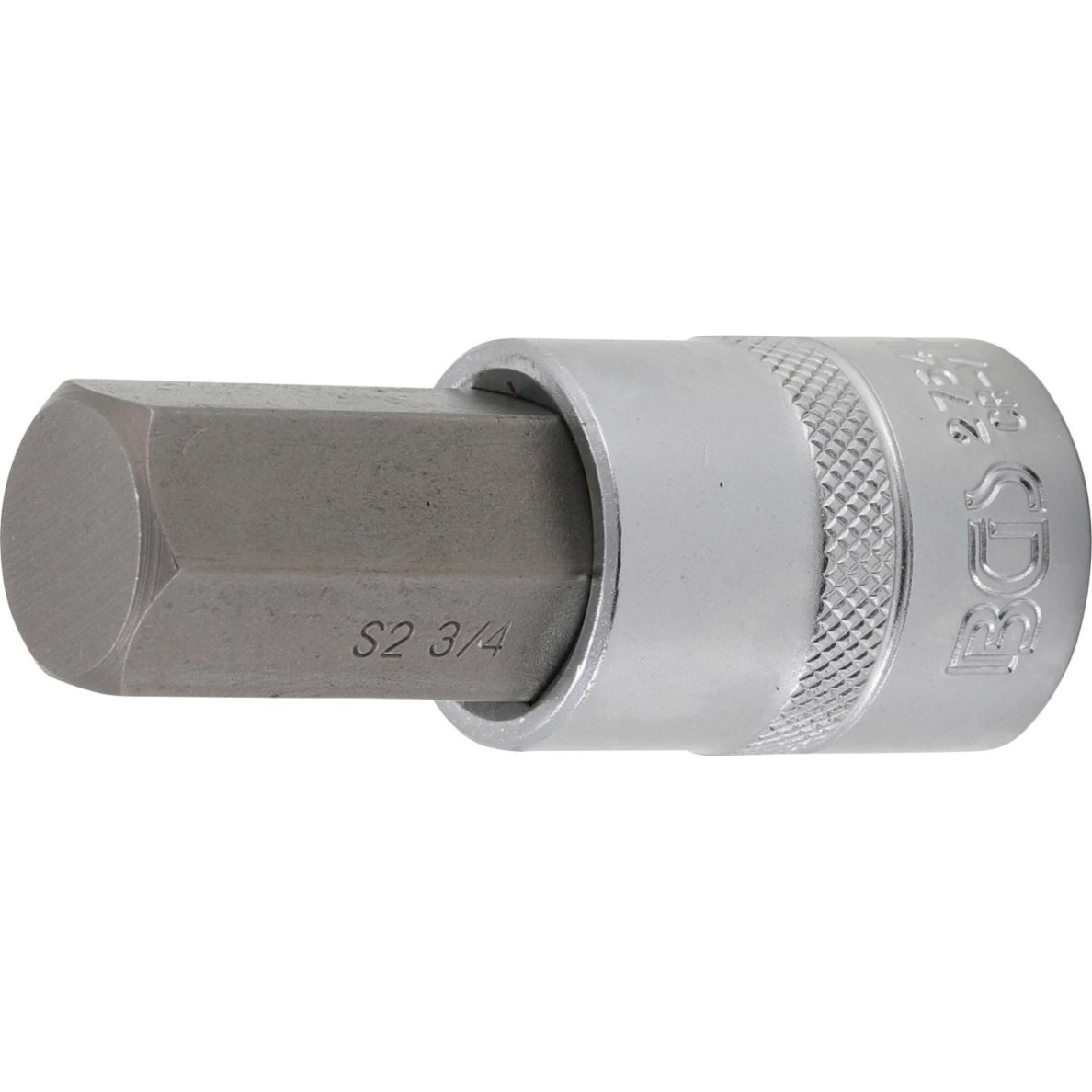 Antgalis įpresuotas į galvutę | ilgis 70 mm | 12.5 mm (1/2") | hex šešiakampis 3/4" (2754)