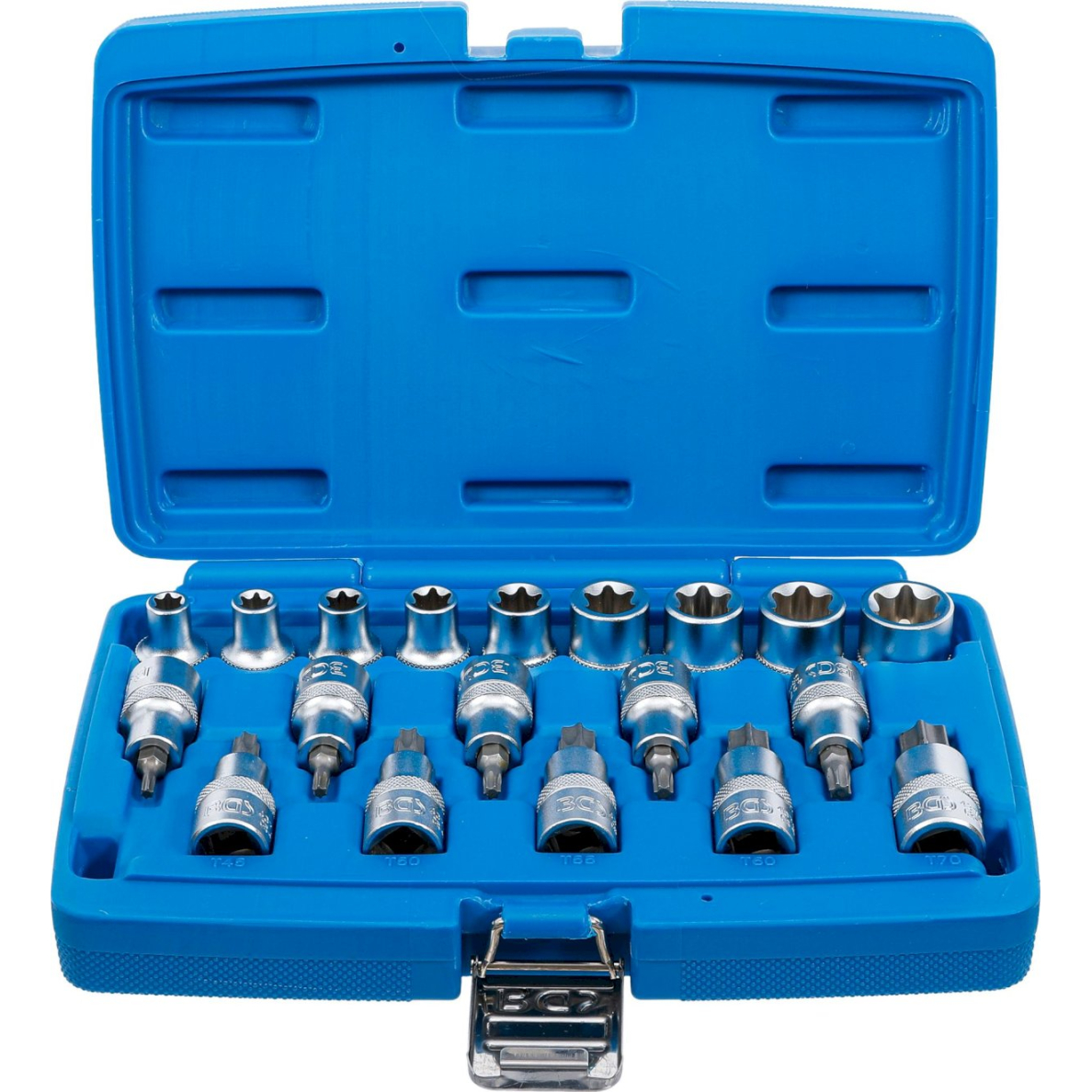 Antgalių ir galvučių rinkinys | 12,5 mm (1/2") | E-Star / T-Star (Torx) | 19 vnt. (5100) Antgalių ir galvučių rinkinys | 12,5 mm (1/2") | E-Star / T-Star (Torx) | 19 vnt. (5100)