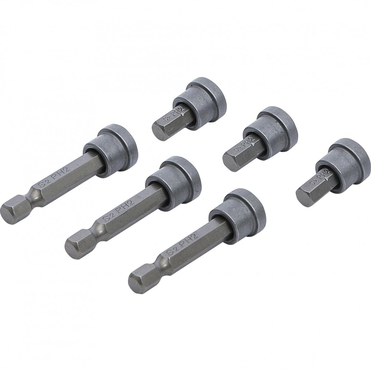 Antgalių komplektas gipso plokštėms 1/4", PH2, 6 vnt. 1 Antgalių komplektas gipso plokštėms 1/4", PH2, 6 vnt. 1