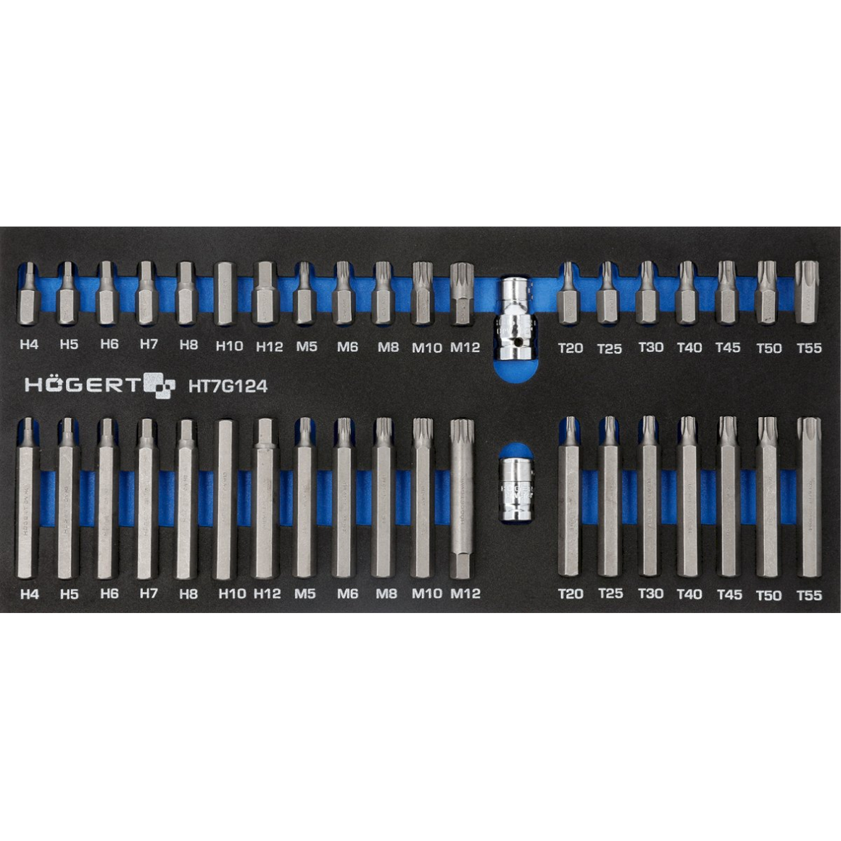 Antgalių komplektas (TORX, HEX, SPLINE) su dėklu vežimėliui