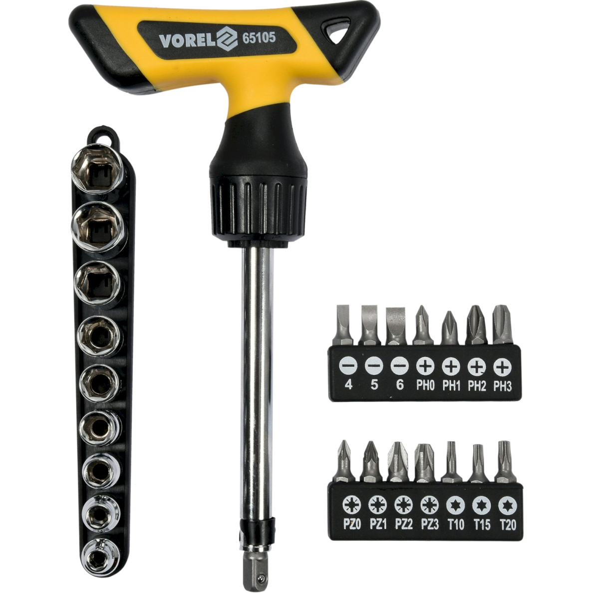 Antgalių rinkinys su terkšline rankena | 25 vnt. (65105)