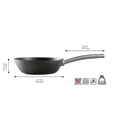 Anglies plieno WOK keptuvė Skottsberg 24cm 4 Anglies plieno WOK keptuvė Skottsberg 24cm 4