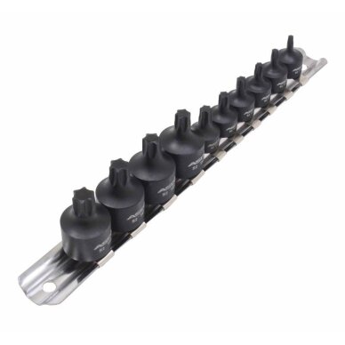 Antgaliai  1/4" + 3/8" Cr-Mo TORX trumpi 10vnt