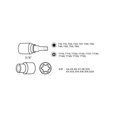 Antgaliai ir galvutėss TORX, komplekte 34 vnt., 2 Antgaliai ir galvutėss TORX, komplekte 34 vnt., 2