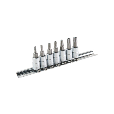 Antgaliai su galvute Torx ir ertme T10-T40, 1/4" Antgaliai su galvute Torx ir ertme T10-T40, 1/4"
