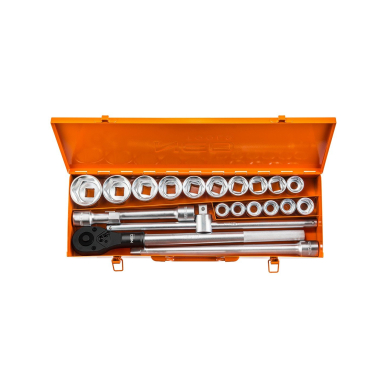 Antgalių komplektas 3/4", 21 vnt. 19-50mm, Antgalių komplektas 3/4", 21 vnt. 19-50mm,