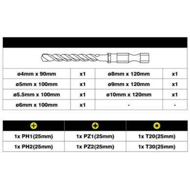Antgalių komplektas Ryobi RARXMM7, 13 vnt. 1 Antgalių komplektas Ryobi RARXMM7, 13 vnt. 1