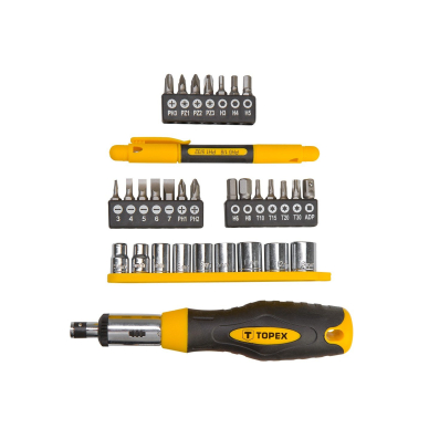 Antgalių rinkinys su rankena, komplekte 34 vienetų