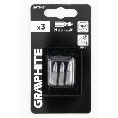 Antgaliukai - bitai PH1 x 25 mm, 3 vnt 1 Antgaliukai - bitai PH1 x 25 mm, 3 vnt 1