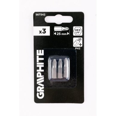 Antgaliukai - bitai PH2 x 25 mm, 3 vnt 1 Antgaliukai - bitai PH2 x 25 mm, 3 vnt 1