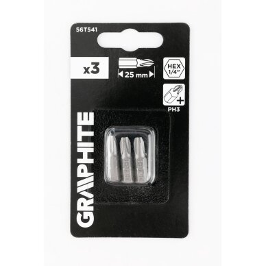 Antgaliukai - bitai PH3 x 25 mm, 3 vnt 1 Antgaliukai - bitai PH3 x 25 mm, 3 vnt 1