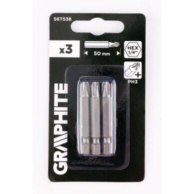 Antgaliukai - bitai PH3 x 50 mm, 3 vnt 1 Antgaliukai - bitai PH3 x 50 mm, 3 vnt 1