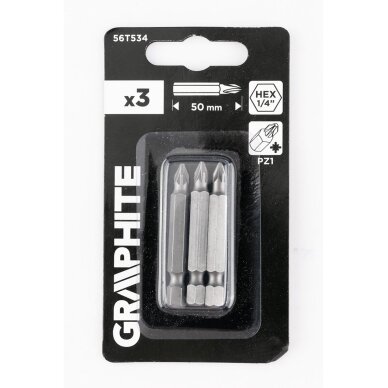 Antgaliukai - bitai PZ1 x 50 mm, 3 vnt 1 Antgaliukai - bitai PZ1 x 50 mm, 3 vnt 1