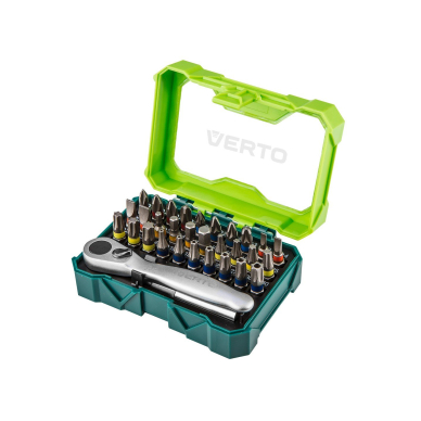 Antgaliukų rinkinys 32 vnt.25 mm -  4 x PH, 4 x PZ, 4 x SL, 4 x HEX, 7 x TX, 7 x TT + ratchet handle for bits