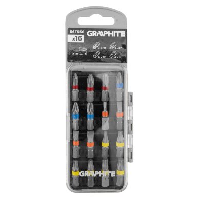 Antgaliukų rinkinys SL3/4/5/6, Ph1/2/3, PZ1/2/3, TX10/15/20/27/27/30 x 25 mm, 16 vnt. 1 Antgaliukų rinkinys SL3/4/5/6, Ph1/2/3, PZ1/2/3, TX10/15/20/27/27/30 x 25 mm, 16 vnt. 1