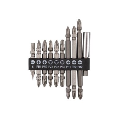 Antgaliukų rinkinys SL6, PH1X2, PH2X3, PZ1/2/3 rinkinys su magnetinio laikikliu 60 mm, 10 vnt.