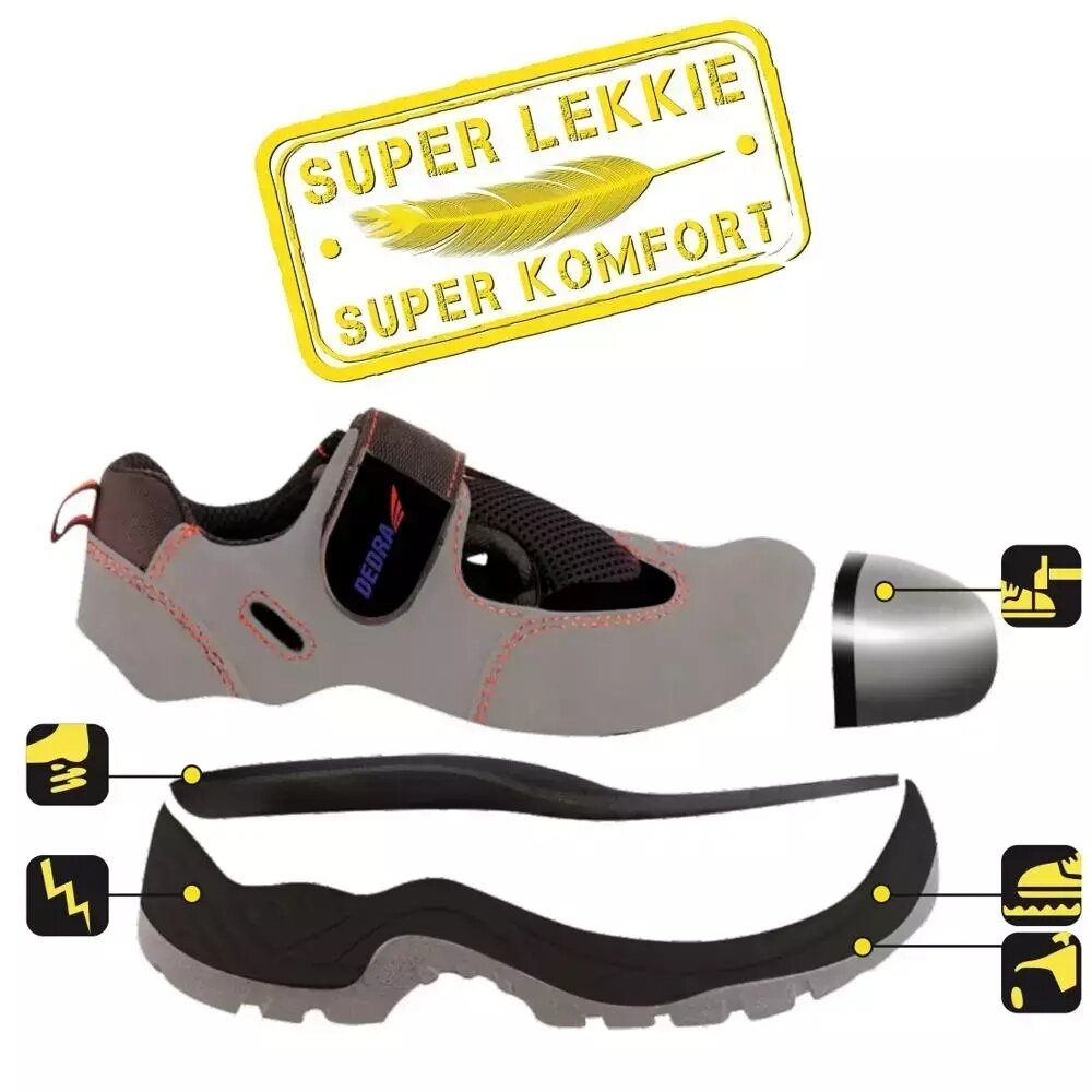 Apsauginiai sandalai T2A, zomšiniai, dydis: 40, kat. S1P SRC Dedra BH9D2-40 1 Apsauginiai sandalai T2A, zomšiniai, dydis: 40, kat. S1P SRC Dedra BH9D2-40 1