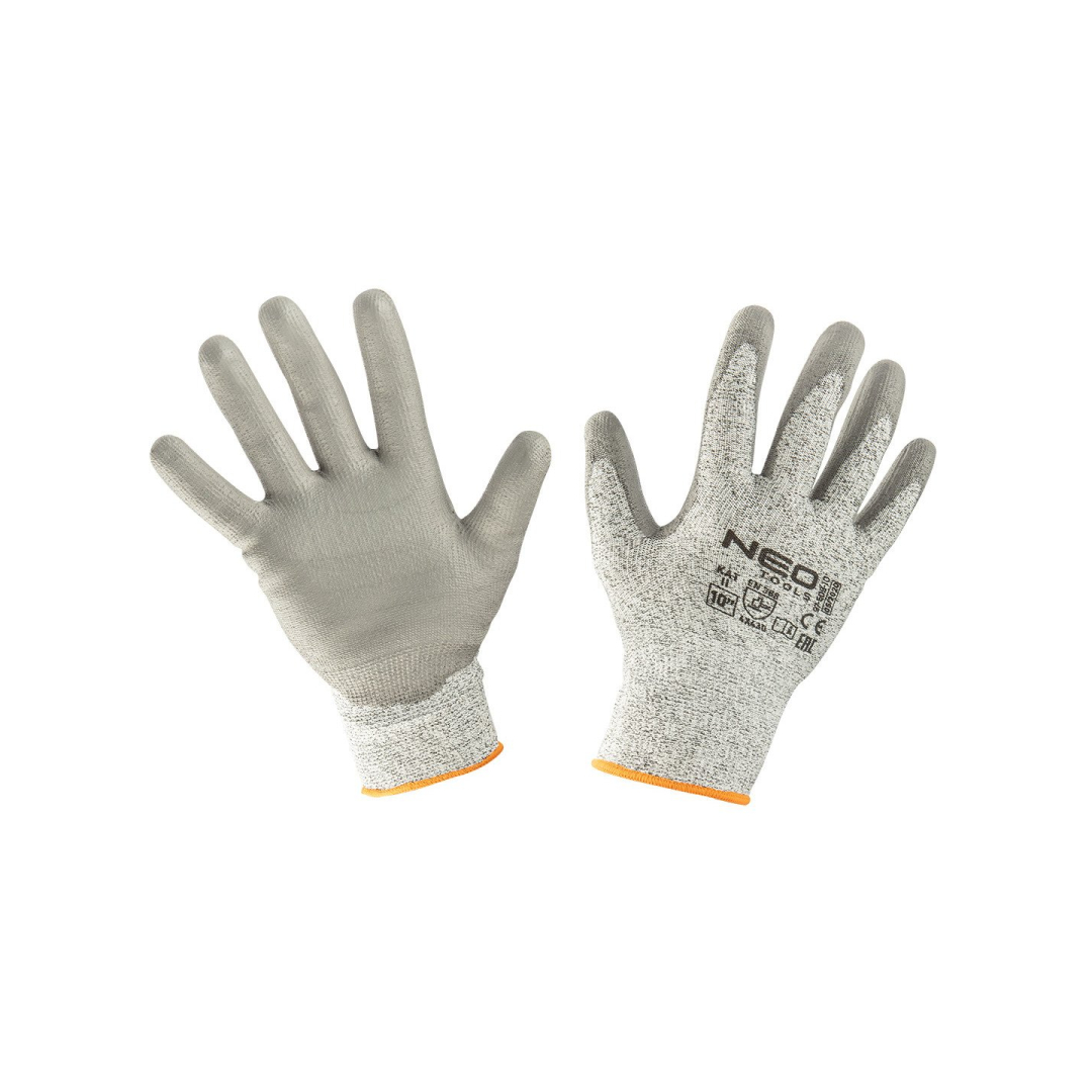 Apsauginės pirštinės nuo įpjovimų, PU danga, 4X43D, 10" Apsauginės pirštinės nuo įpjovimų, PU danga, 4X43D, 10"