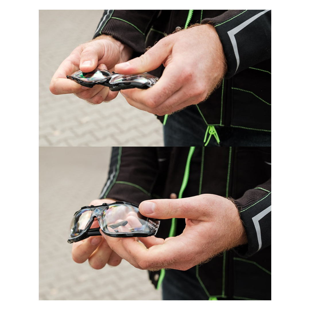 Apsauginiai akiniai su putplasčio įdėklu, balti lęšiai, atsparumo klasė FT 3