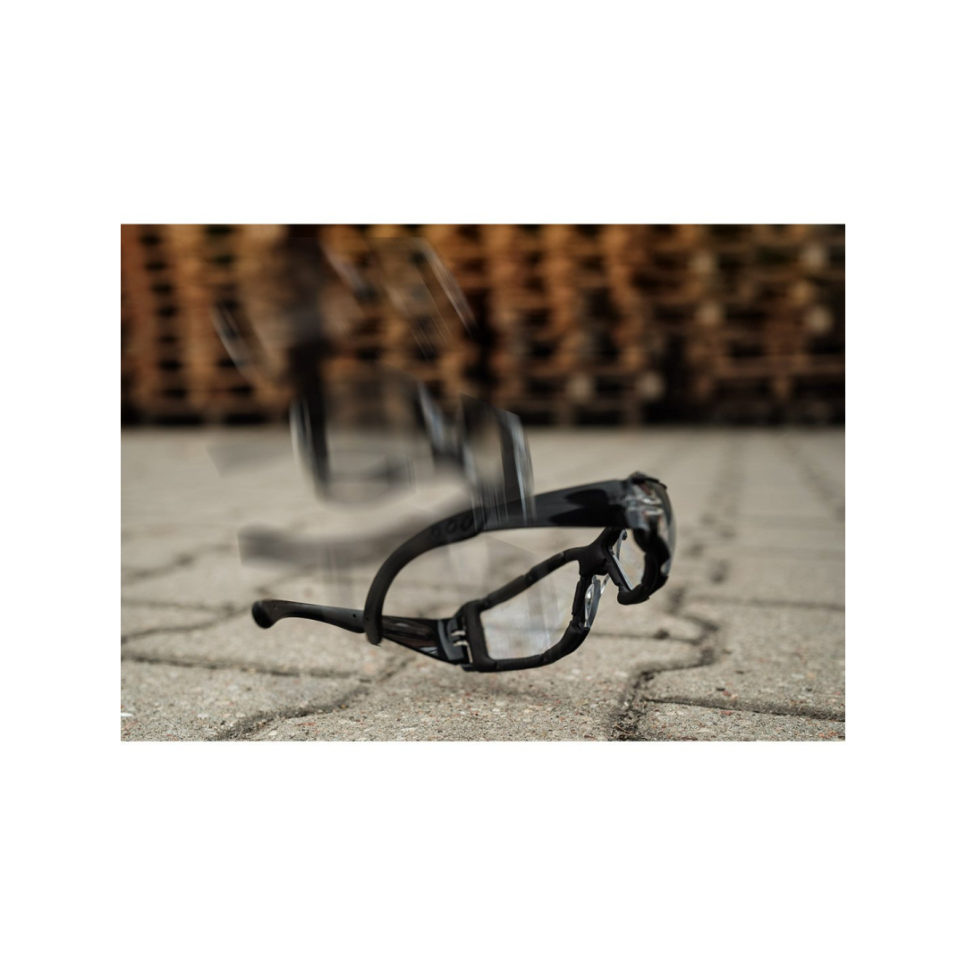 Apsauginiai akiniai su putplasčio įdėklu, balti lęšiai, atsparumo klasė FT 4