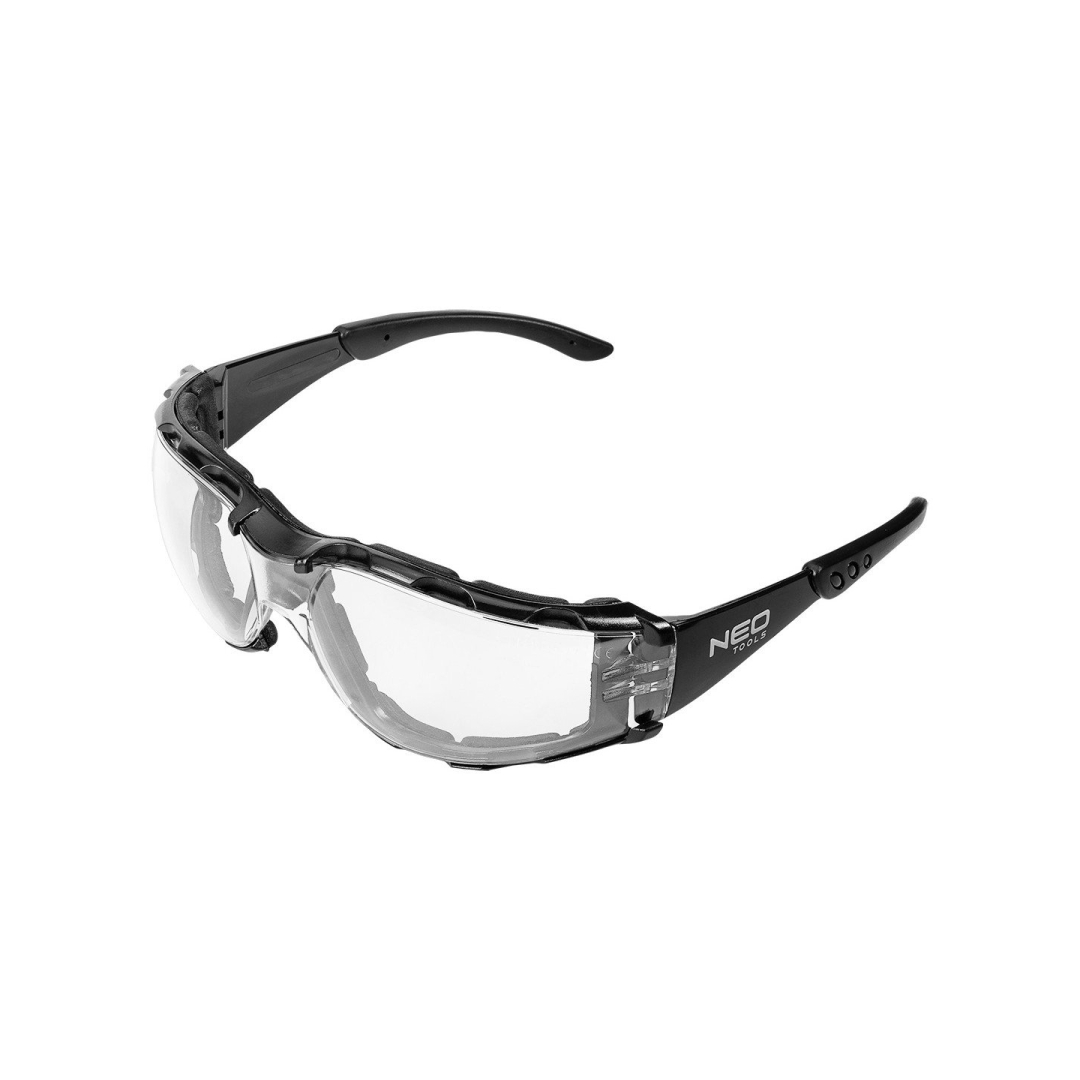 Apsauginiai akiniai su putplasčio įdėklu, balti lęšiai, atsparumo klasė FT