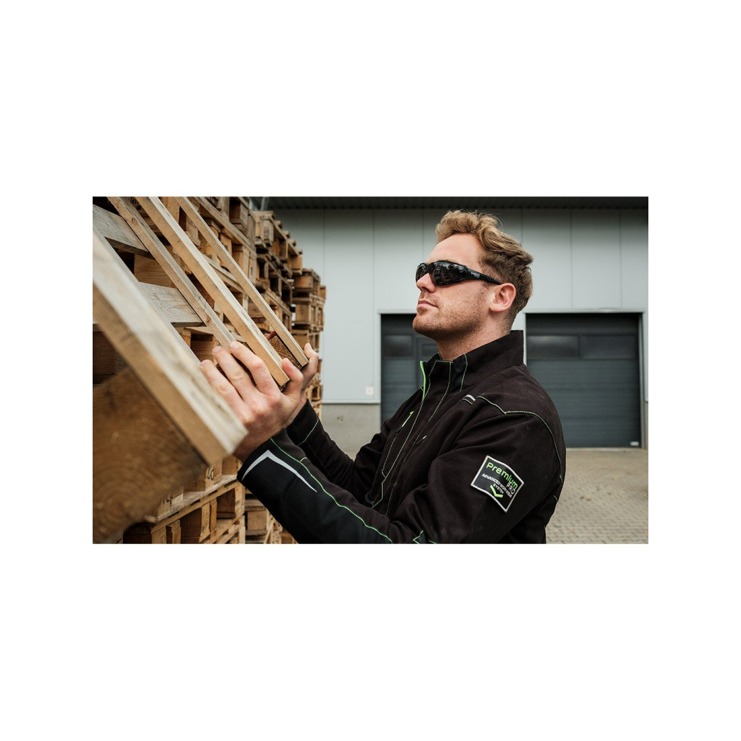 Apsauginiai akiniai su putplasčio įdėklu, tamsinti lęšiai, atsparumo klasė FT 2