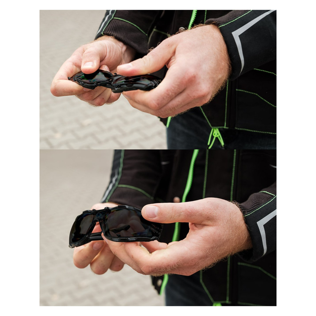 Apsauginiai akiniai su putplasčio įdėklu, tamsinti lęšiai, atsparumo klasė FT 3