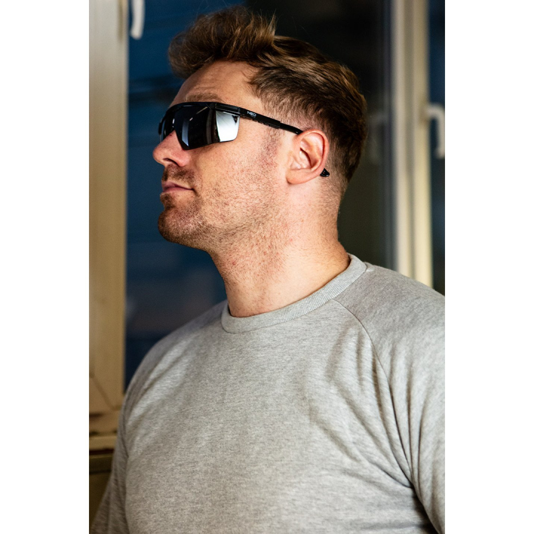 Apsauginiai akiniai, tamsūs lęšiai, reguliuojami užrašai 1