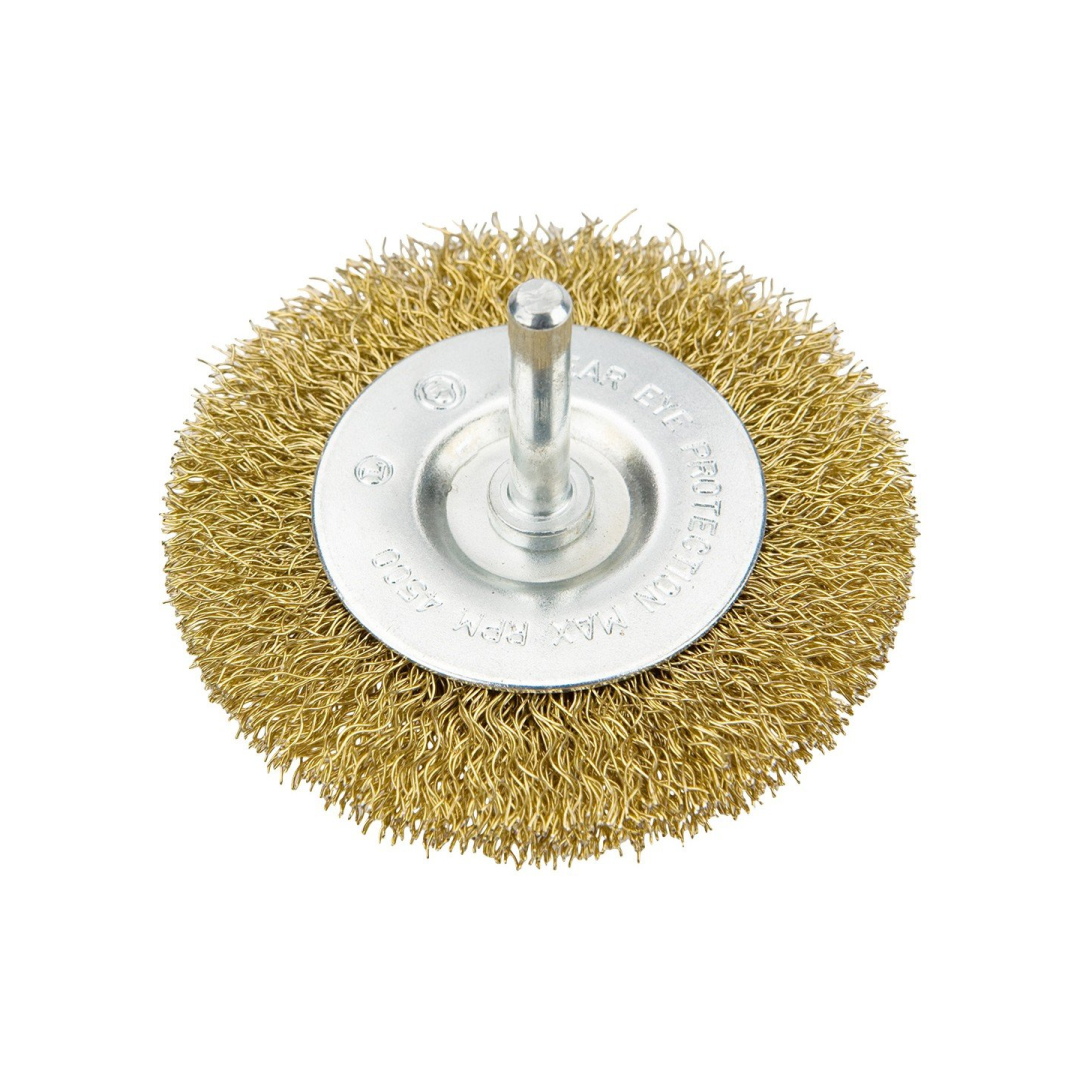 Apvalus vielinis šepetėlis gręžtuvui, 75mm. Apvalus vielinis šepetėlis gręžtuvui, 75mm.