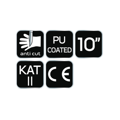 Apsauginės pirštinės nuo įpjovimų, PU danga, 4X43D, 10" 8 Apsauginės pirštinės nuo įpjovimų, PU danga, 4X43D, 10" 8