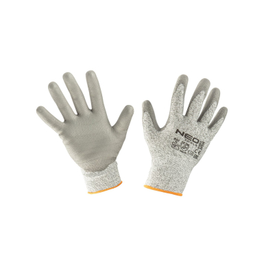 Apsauginės pirštinės nuo įpjovimų, PU danga, 4X43D, 9"