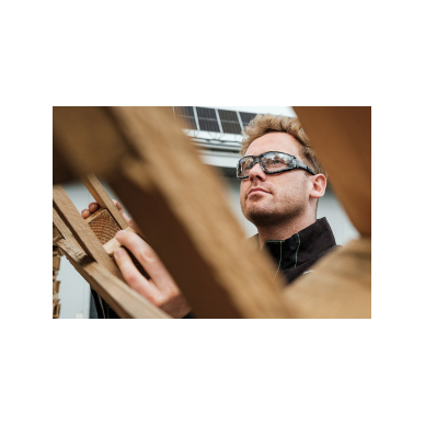 Apsauginiai akiniai su putplasčio įdėklu, balti lęšiai, atsparumo klasė FT 1