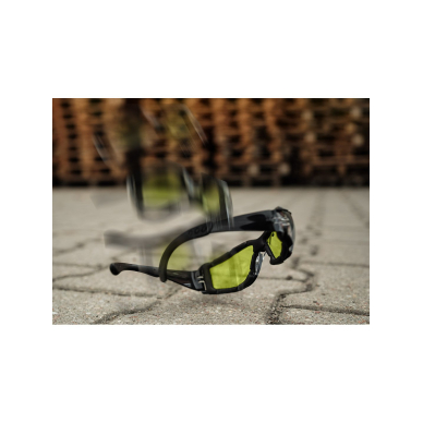 Apsauginiai akiniai su putplasčio įdėklu, geltoni lęšiai, atsparumo klasė FT 3