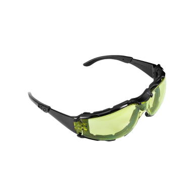 Apsauginiai akiniai su putplasčio įdėklu, geltoni lęšiai, atsparumo klasė FT 4