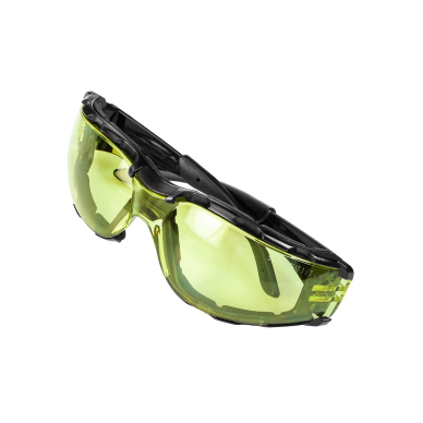 Apsauginiai akiniai su putplasčio įdėklu, geltoni lęšiai, atsparumo klasė FT 8 Apsauginiai akiniai su putplasčio įdėklu, geltoni lęšiai, atsparumo klasė FT 8