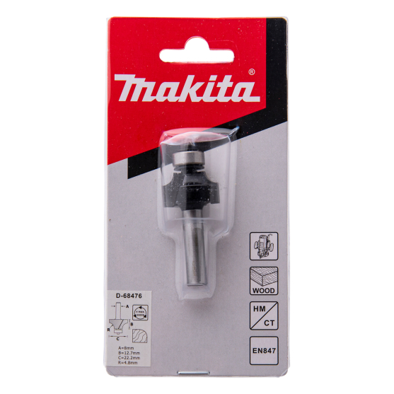 Apvalinimo freza Makita D-68476, 22,2x12,7 mm/ 55,0mm, 8mm 1 Apvalinimo freza Makita D-68476, 22,2x12,7 mm/ 55,0mm, 8mm 1
