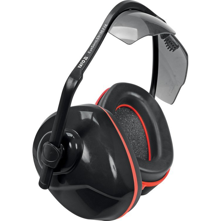 Apsauginės ausinės su integruotais pilkais akiniais Yato 1 Apsauginės ausinės su integruotais pilkais akiniais Yato 1