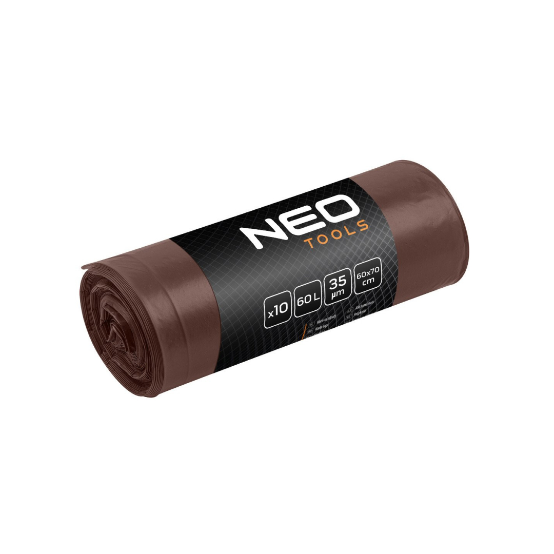 Atliekų maišai 60 L, rudi, 35 mic, 10 vnt.