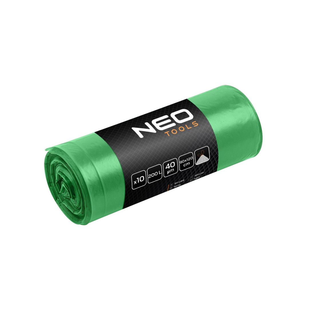 Atliekų maišeliai 120 L, žalia su juostele, 40 mic, 10 vnt.