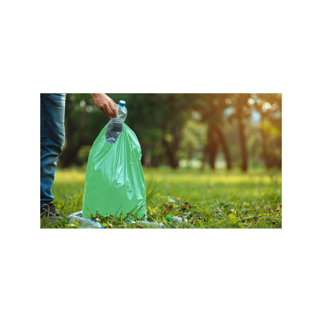 Atliekų maišeliai 60 L, žalia su juostele, 35 mic, 10 vnt. 2